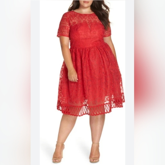 CHI CHI's LONDON* Red Lavinia Tea length dress crinoline satin lining sz UK 12 - Picture 4 of 17